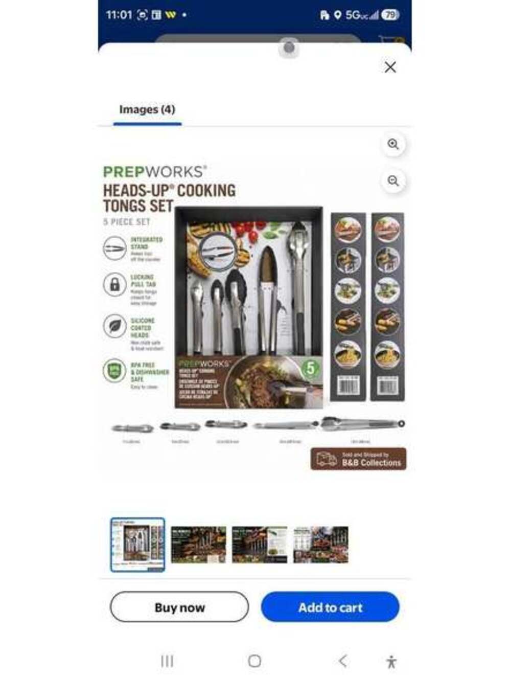 PrepWorks Stainless Steel Cooking Tongs Set โ Multiple Sizes